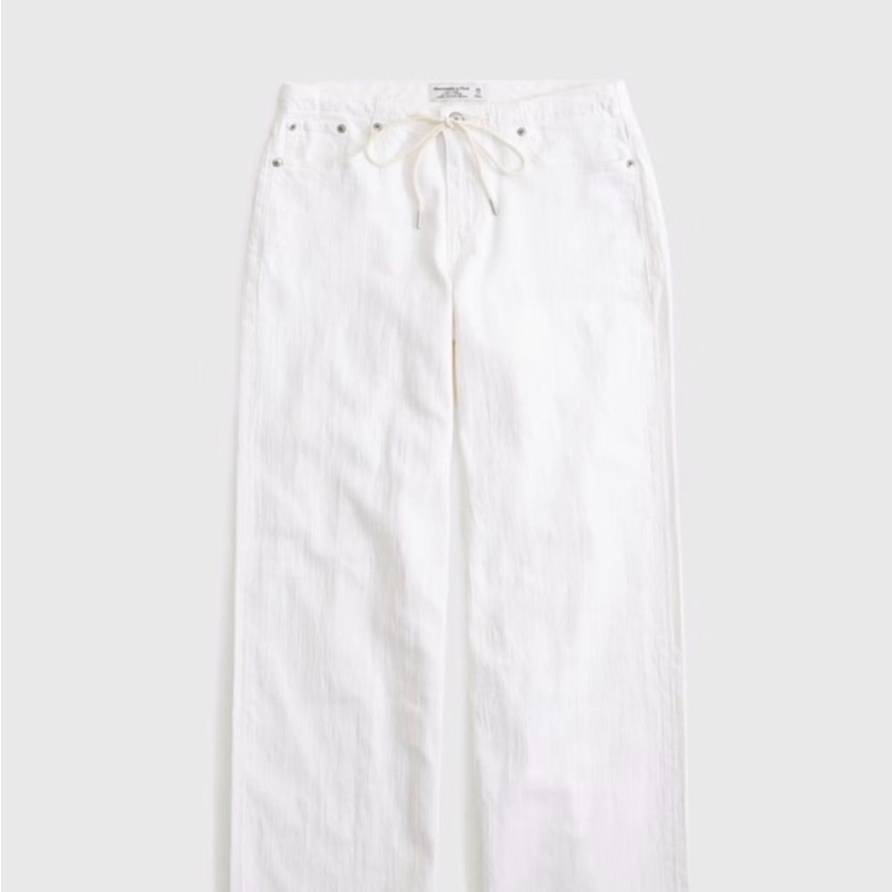 Abercrombie Curve Love Linen-Blend Low Rise Ultra Loose Drawstring Jean